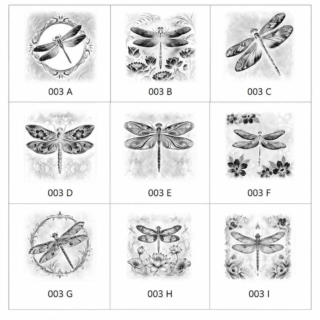 Engraved Coasters "Dragonflies" (Cork-Square, Ornate Dragonfly Frame 003 A)