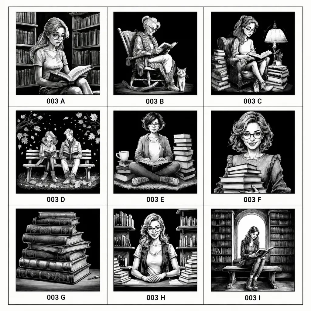 Engraved Coasters "Books Books Books" (Cork-Square, Bookish Portrait 002 A)