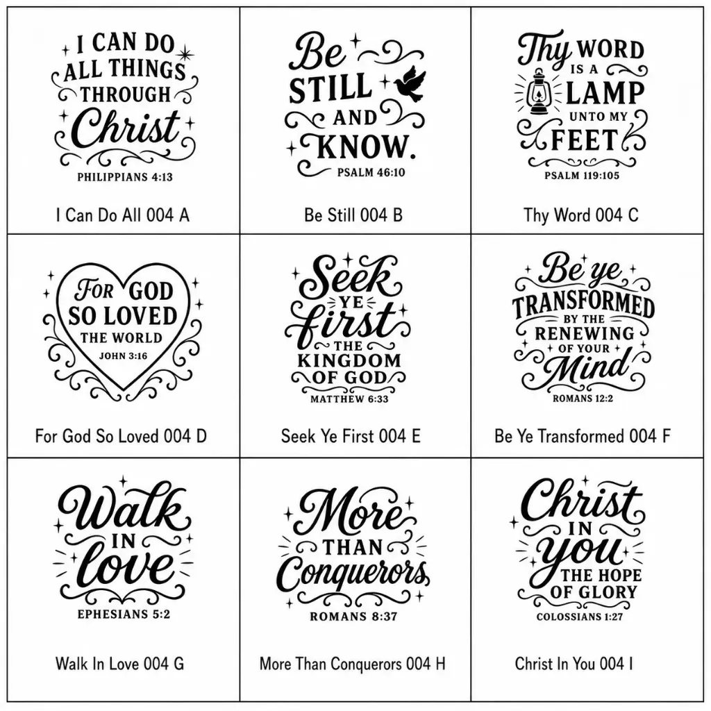 Engraved Coasters "Bible Verses Set 1" (Cork-Square, I Can Do All 004 A)