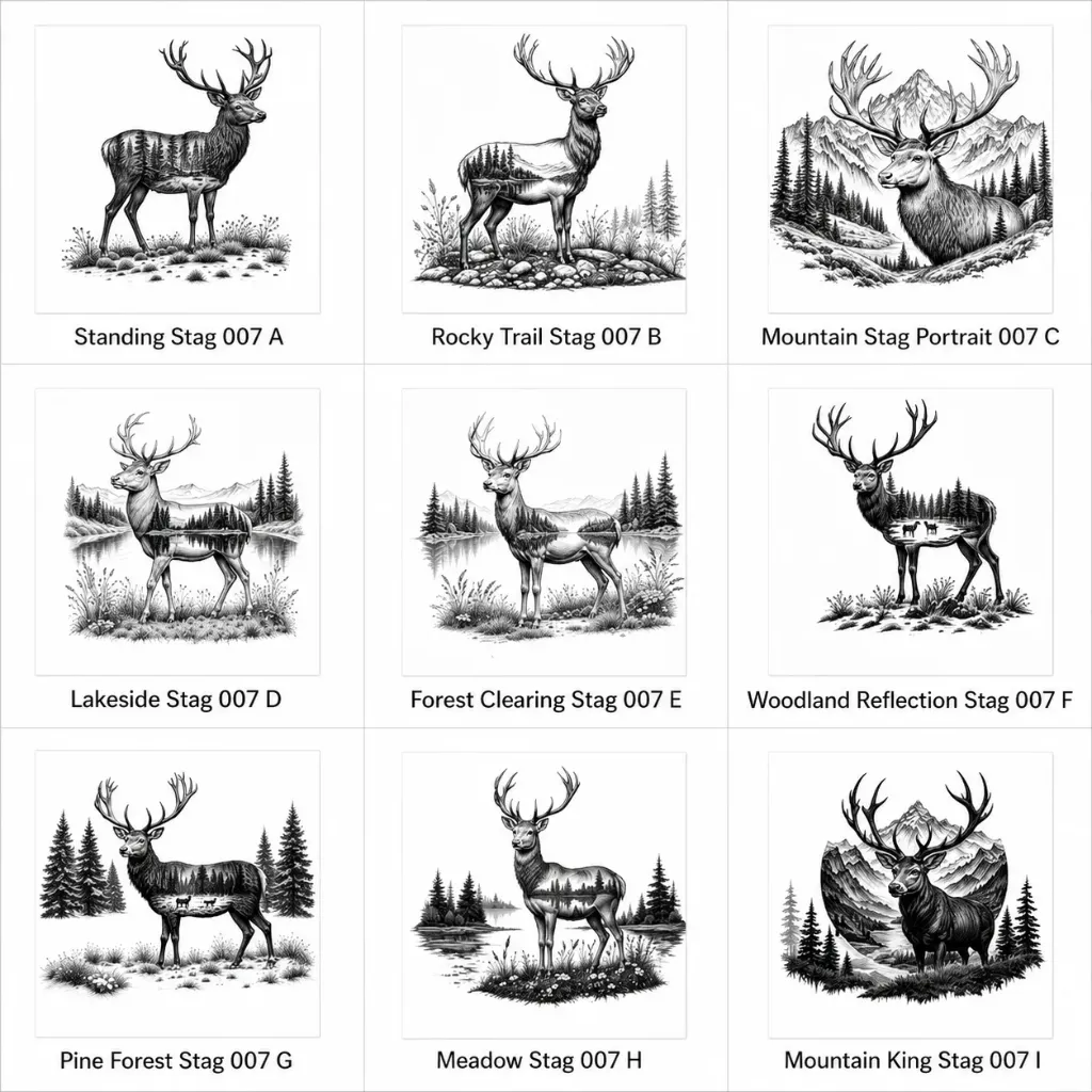 Engraved Coasters "Stag Wilderness" (Cork-Square, Standing Stag 007 A)