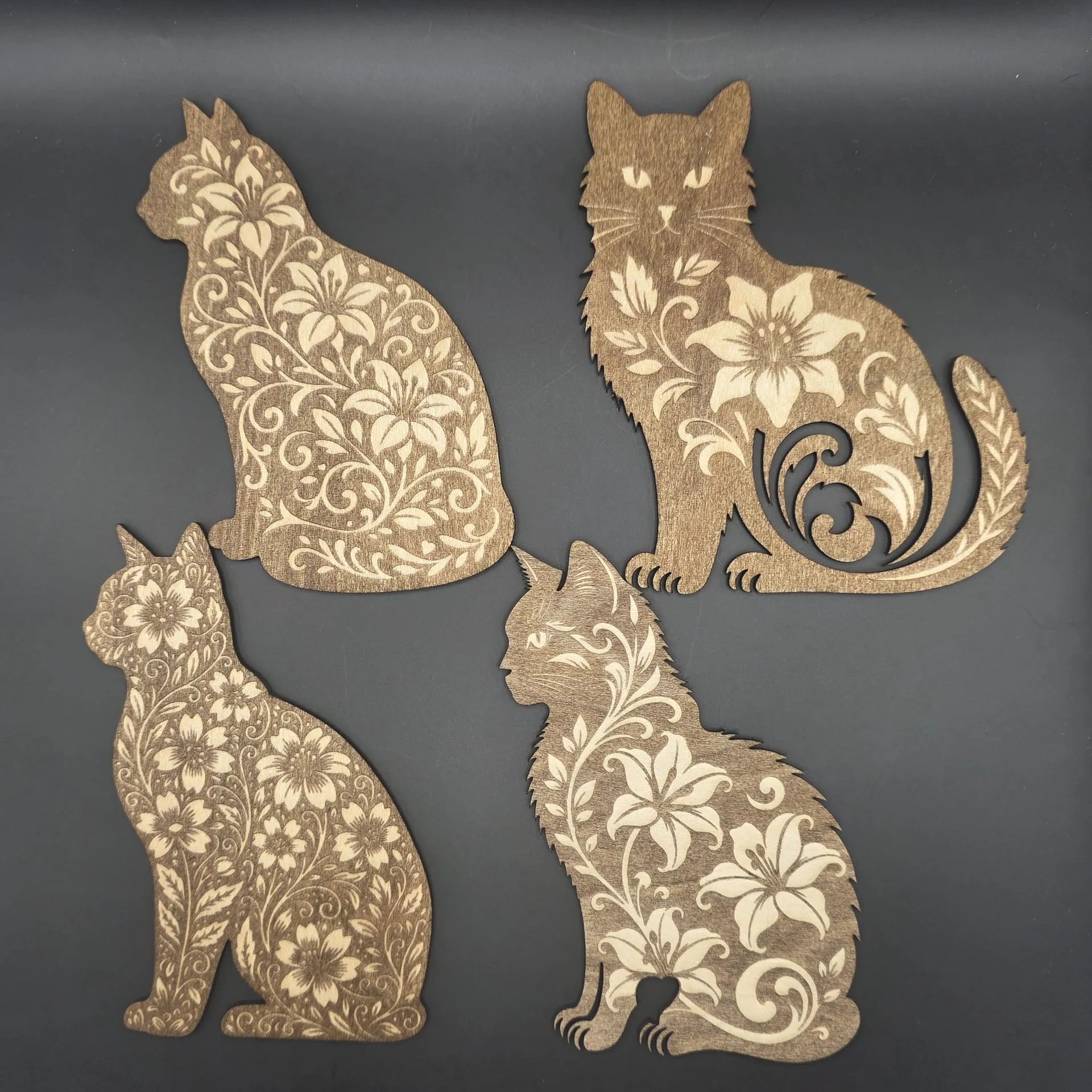 Cat Floral Mandala Magnet (Design A - Left Facing (Mag002A))
